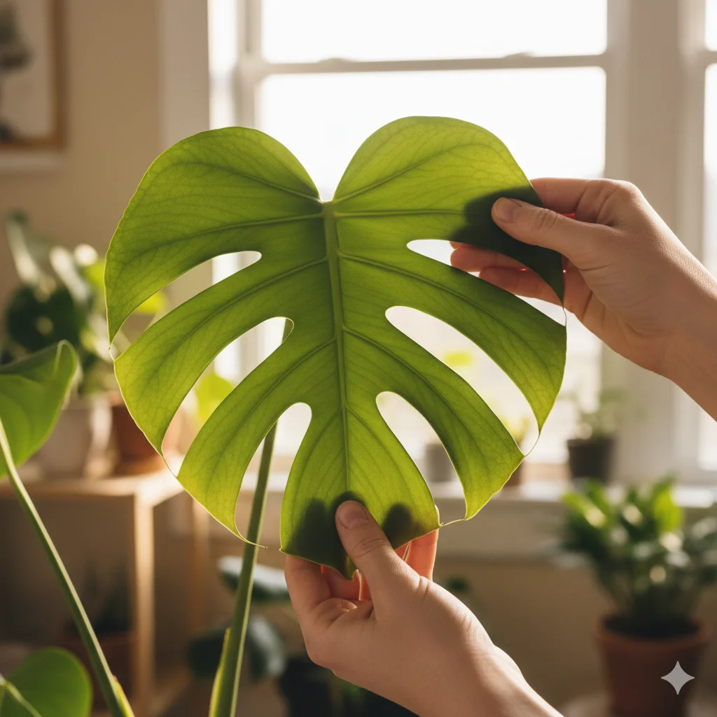 Inspection de la face inférieure d'une feuille de plante tropicale pour détecter les signes de maladie