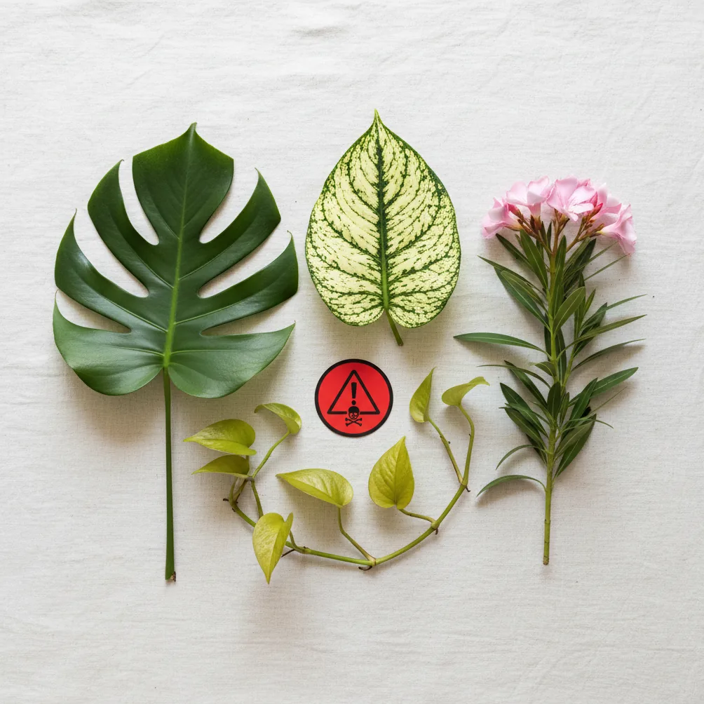 Echelle visuelle des niveaux de toxicite des plantes tropicales avec especes representatives