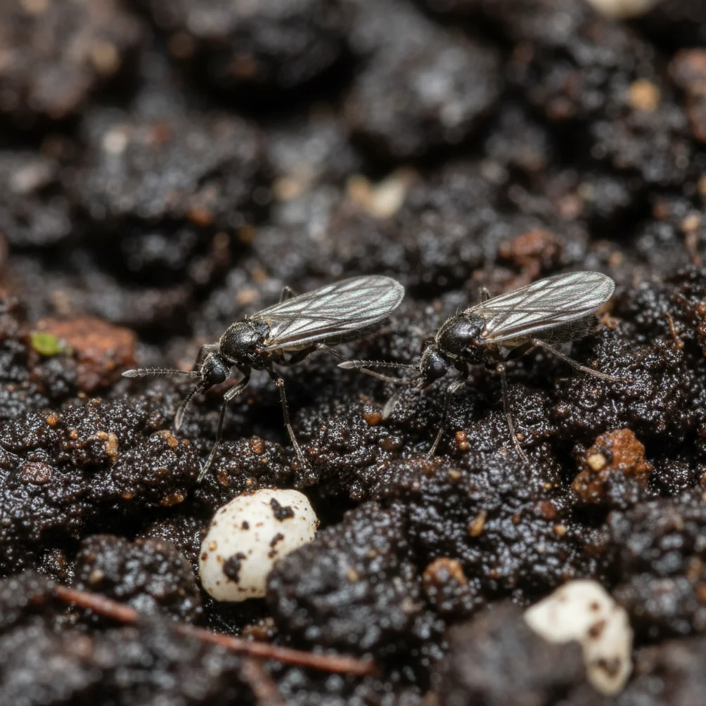 Moucherons du terreau sur plante d'intérieur